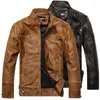 Heren bontmode leren jas motorfiets heren stijlvolle bikerjas PU-kleding met fluwelen slim fit uitloper