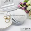 Nyckelringar PU Round Mirror Keyring Fashion Double-Sided Folding Keychain Faux Fur Puff Ball Holder Pom Drop Leverans smycken DH4JQ