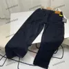 xinxinbuy Uomo donna designer pantaloni lettera rilievo tessuto jeans denim Primavera estate albicocca nero blu S-2XL