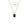 Pendant Necklaces Stainless Steel Black Enamel Resin Polygon Tag Necklace For Women Chain 2023 Trend Punk Party Fashion Jewelry