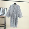 Mäns Sleepwear 2023 Cotton Auze Robe Loose Tin Yukata Japanese Kimono Pyjamas Ded V-Neck Batrobe