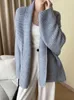 Femmes Tricots Tees Tricoté Cardigan Pull Lâche À Lacets Taille Rétraction Surdimensionné Automne Gris Chaud Mode Manteaux pour Femmes 2023 230925