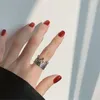 Cluster Ringe Retro Römische Krone Silber Farbe Offener Ring Für Frauen Weibliche Zeigefinger Hip Hop Schmuck Zubehör