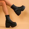 Buty projekt marki damski butów środkowych klinów platformy wysokie obcasy gotyckie punkowe buty jesienne damki moda plus size długie buty 2309925