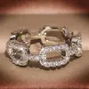 Moda de luxo designer banda anéis para mulheres brilhando cristal bling diamante prata geometria elegante anel jóias com zircônia cz for253z