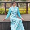 Roupas étnicas Verão Elegante Traje Asiático Vestido Tibetano para Mulheres Manga Longa Tradicional Oriental Senhoras Vestido