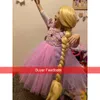 Flickans klänningar högkvalitativ tjej Rapunzel Wig Princess Dress Halloween Child Sleeping Beauty Cosplay Sofia Tulle Tutu Ball Gown Kids Clothing 230925