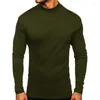 Herren-T-Shirts, US-Größe S-XXL, Frühlings-Herbst-Langarm-T-Shirt für Männer, einfarbig, Stehkragen, dünnes Fleece-Bottom-Shirt für Männer