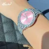 Orologi da donna MISSFOX Orologio da donna rosa di lusso con quadrante piccolo elegante al quarzo per donna Look ghiacciato Gioielli per feste Mini Babe So Cute244k