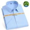 Chemises habillées pour hommes Nouvelle chemise à manches mi-longues hommes décontracté fibre de bambou porter mode travail chemise blanche hommes coupe ajustée hommes chemise boutonnée à manches courtes YQ230926