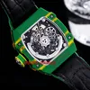 9 stijlen Hoge Kwaliteit Horloges 67-02 TPT Carbon Miyota Automatische Herenhorloge Skeleton Dial Textiel Armband Heren Horloges