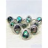 Bandringar grossist 30 abalone skal legering metall vintage hjärt oval rund form Seaside Party Jewely Drop Delivery Ring DHFDU