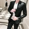 Männer Pelz Männer Hohe Qualität PU Leder Jacke 2023 Einfarbig Mode Dünne Klage Business Casual Prom Koreanische Kleidung