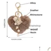 Porte-clés Fluffy Coeur Pompon Bijoux Pour Femmes Personnalisé Strass Amour Porte-clés Pendentif Sac Charm Accessoires Drop Livraison Dhdkq