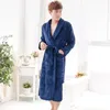 Mäns Sleepwear Coral Fleece Nightgown Loose Men Robe Flanell Kimono Bathrobe Gown Winter Thicken Warm Nightwear Casual Home Dressing