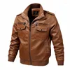 Men's Fur Male Vintage Fashion Men Faux Coats Leather Zipper Winter Outfit Windbreaker Brand Pilot Streetwear Motorcycle PU Coat Jackets