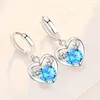 Boucles d'oreilles créoles KOFSAC mode femme boucle d'oreille bijoux brillant Zircon amour coeur cerf 925 en argent Sterling pour les femmes accessoires de noël