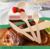 Disposable Wooden Spoon Fork Knife Natural Wooden Utensils, Great for Parties Camping Weddings&Dinner Events