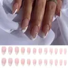 False Nails 24pcs Manicure DIY Fake Nials LongBallerina French Irregular Gold Glitter