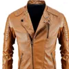 Veste de moto en cuir PU pour hommes, courte, mode automne-hiver, col montant, vêtements de sport simples, manteaux coupe-vent épais
