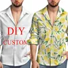 Casual overhemden voor heren HX Fashion DIY Costom Uw eigen foto Shirt met lange mouwen Herenkleding S-5XL Drop