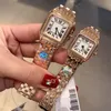 Panthere Watch CZ Zircon Japan Quartz Watch Watch Женщины Пара пары наблюдает за пантером из нержавеющей стали, набор рома, 22 27mm278c