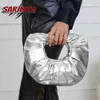 Evening Bag S Clutch Metallic Silver Glossy Pearlized Cloud Shaped Wrinkle Handbag Nightclub Party Women Vintage Hobos 230926