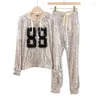 Women's Two Piece Pants Spring Autumn Woman 2 Sets Fashion Sequined Sweatsuit Female Tracksuit Bling Pant