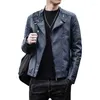 Men's Fur 2023 Autumn Fashion Biker Mens Leather Clothing Slim Turn Down Collar Leren Motor Jas Heren