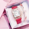 Einfache Modeuhr cwp KEMANQI Marke Quadratisches Zifferblatt Diamant Lünette Lederband Damenuhren Damenuhr Quarz Armbanduhren193a
