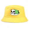 Berets Summer Sleep Panda Print Duitible Ducket Hat People Girl Lady Outdoor Panama Fishing Cap Boy Sun Visor Fisherman