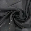 HIJABS 10 PCS grossistchiffon halsdukar med strass muslimsk mode sjal och wrap för kvinnor hijab halsduk huvudskärmar damer slöja dr dhi7k