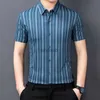 Camisas de vestido masculinas cor listrado roupas verão novo negócio casual s para homens moda manga curta camisa masculina yq230926