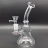 6 inch Smoking Hookah Water Pipes Glass Bong Thick Bubbler Clear Beaker w/ Bowl