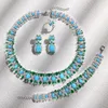 Wedding Jewelry Sets Luxury Big Statement Set for Women Green Blue Pink Cubic Zirconia Dubai Bridal 230926