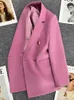 Costumes pour femmes Blazers Violet Rose Bouton En Métal Costume Manteau Nouveau Style Britannique Design Sentiment De Double Boutonnage Au Printemps Et En Automne Blazer Femmes