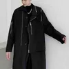 Herr ull och vinter höst mode personlighet design flernivå dragkedja dekorativ jacka nisch mörk mid-längd trenchrock