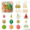 Acrylique Plastique Lucite 144Pcs / Boîte DIY Fruit Thème Boucles D'oreilles Faisant Des Kits Avec Alliage Émail Pendentifs En Laiton Boucle D'oreille Crochets Fermer Mais Invendu Dhuk3