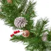 Decorative Flowers Foot Artificial Mixed LED Christmas Garland With Frosted Branches Red Berries And Pinecones Green/Clear