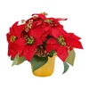 Fleurs décoratives de noël, plante Poinsettia artificielle en pot rouge pour étagère de jardin, centre de Table de Table, salon