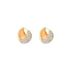 Hoop Earrings Korean Hollow Metal 14K Gold Plated Flower Basket Earring Trendy Temperament Fashion Niche Accessories Gift