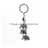 Porte-clés Lanyards Blue Eye Elephant Porte-clés Lucky Elephants Pendentif Porte-clés Devils Eyes Pendentifs Sac Voiture Drop Livraison Mode Acc Dhwh5