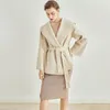 Men's Wool " Cloth With Soft Nap" Double Long Hooded Coat Female Small Hand