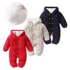 Rompertjes Dikke Warme Baby geboren Baby Jongen Meisje Gebreide Trui Jumpsuit Capuchon Kid Peuter Bovenkleding Rompertjes Winter Kleding 230925