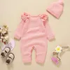 Rompertjes 0-18M Warme babykleding Gebreide romper Borduur geboren baby Peuter Jongen Meisje Lange mouw Jumpsuit Hoed Herfst Winteroutfits 230925