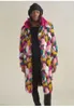 メンズレザーフェイクメンレインボーアウトウェアミックスカラーフード付き毛皮の毛皮のパーカージャケット長い暖かい冬の厚いコート230925