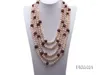 Choker Terisa Pearl Jewelry 5 Strand Pink Freshwater and Red Agate Halsband med Sterling Slick Clasp för kvinnor T-FNM461