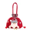 Juldekorationer 2023 Santa Claus Deer Snowman Apple Presentväska förtjockad Plush Bell Handväska Kids Candy Xmas Tote Ornament