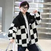 Jas Kinderen Lamswol voor Jongens Winter Koreaanse Mode Plaid Patroon Jassen Casual Bovenkleding Outdoor Dikke Warme Katoenen Top 230926