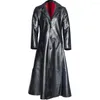 Manteau Long gothique en Faux cuir pour hommes, veste Design tendance, vêtements d'hiver, grande taille S-5xl #4